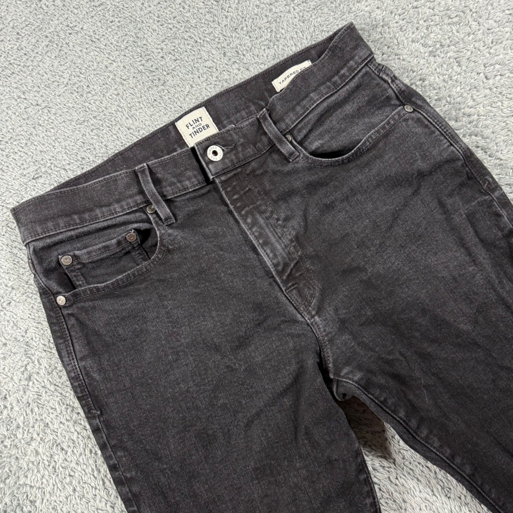 Flint and Tinder Tapered Fit Jeans Mens 32x32 Black Made in USA Denim Pants
